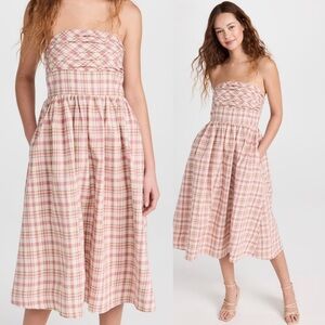 O.P.T. Erva Dress cream pink plaid Size XL NWT